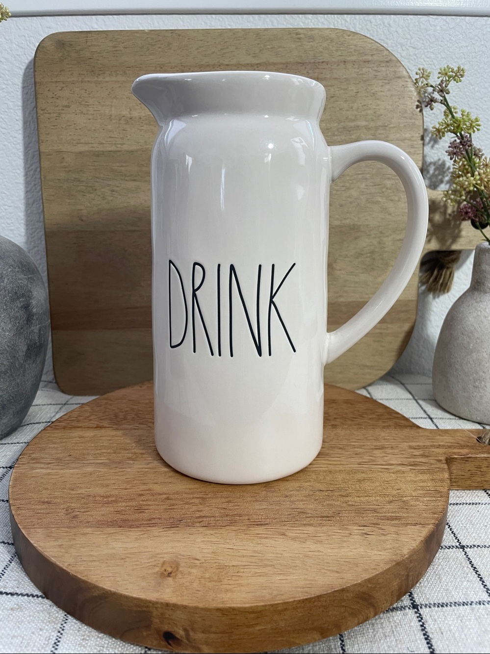 SALE! NEW RAE DUNN Ceramic Pitcher Water Container Jar - DRINK